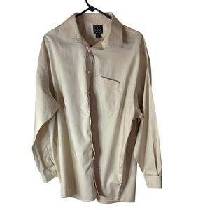 Joseph A. Bank Cream Long Sleeve Button-Up Shirt 17.5-34